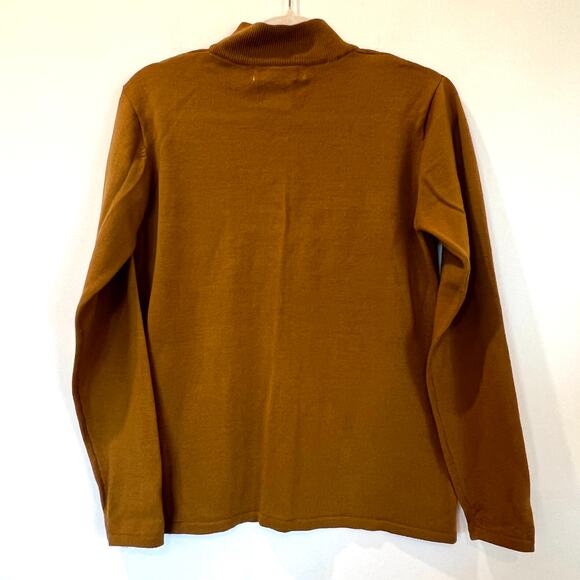 Vtg JH Collectibles 100% merino wool Mockneck turtleneck sweater gold brown - Picture 2 of 8